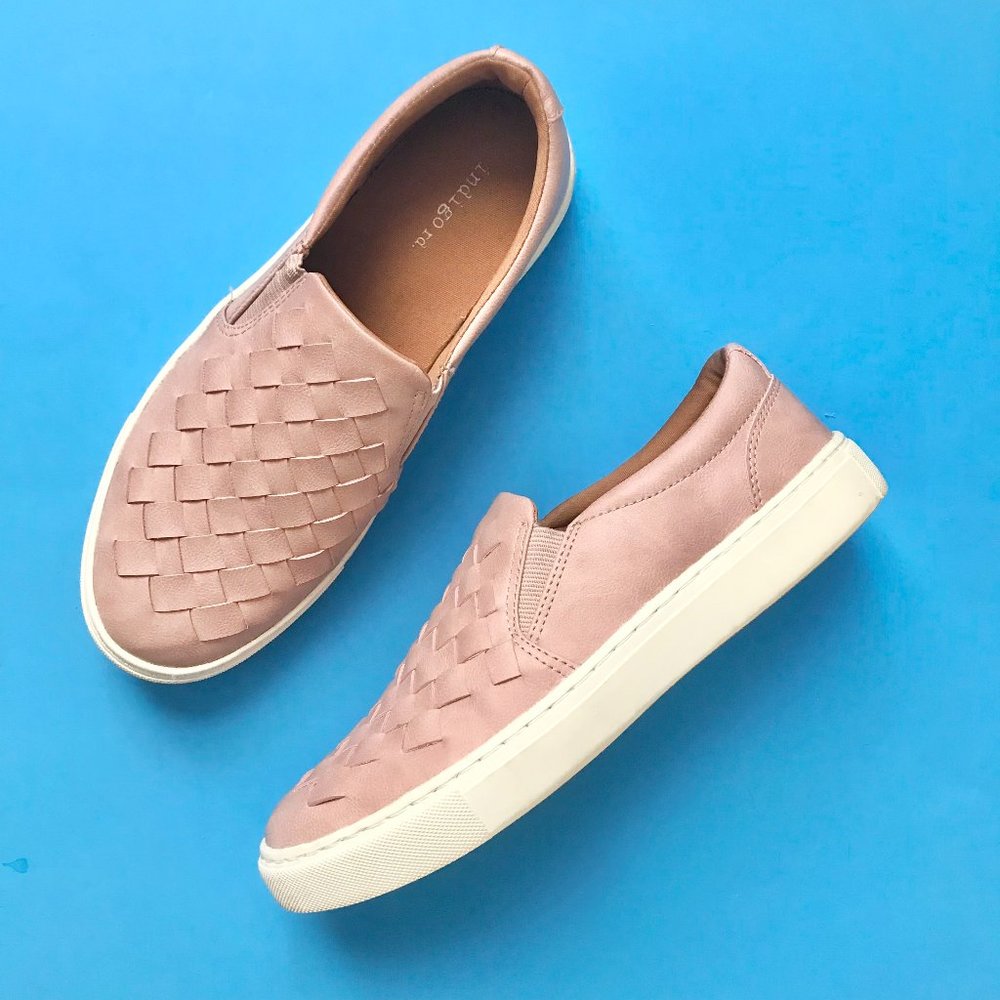 Cute Pink Weave Slip-on Sneakers